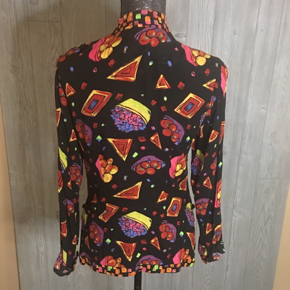 Key Lime Pie Black Printed Blouse Size S - Picture 6 of 6